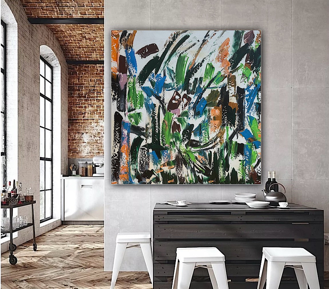 Oka Contemporary Abstract Original Oil Painting 80x80cm Whispers Of The Wind floral