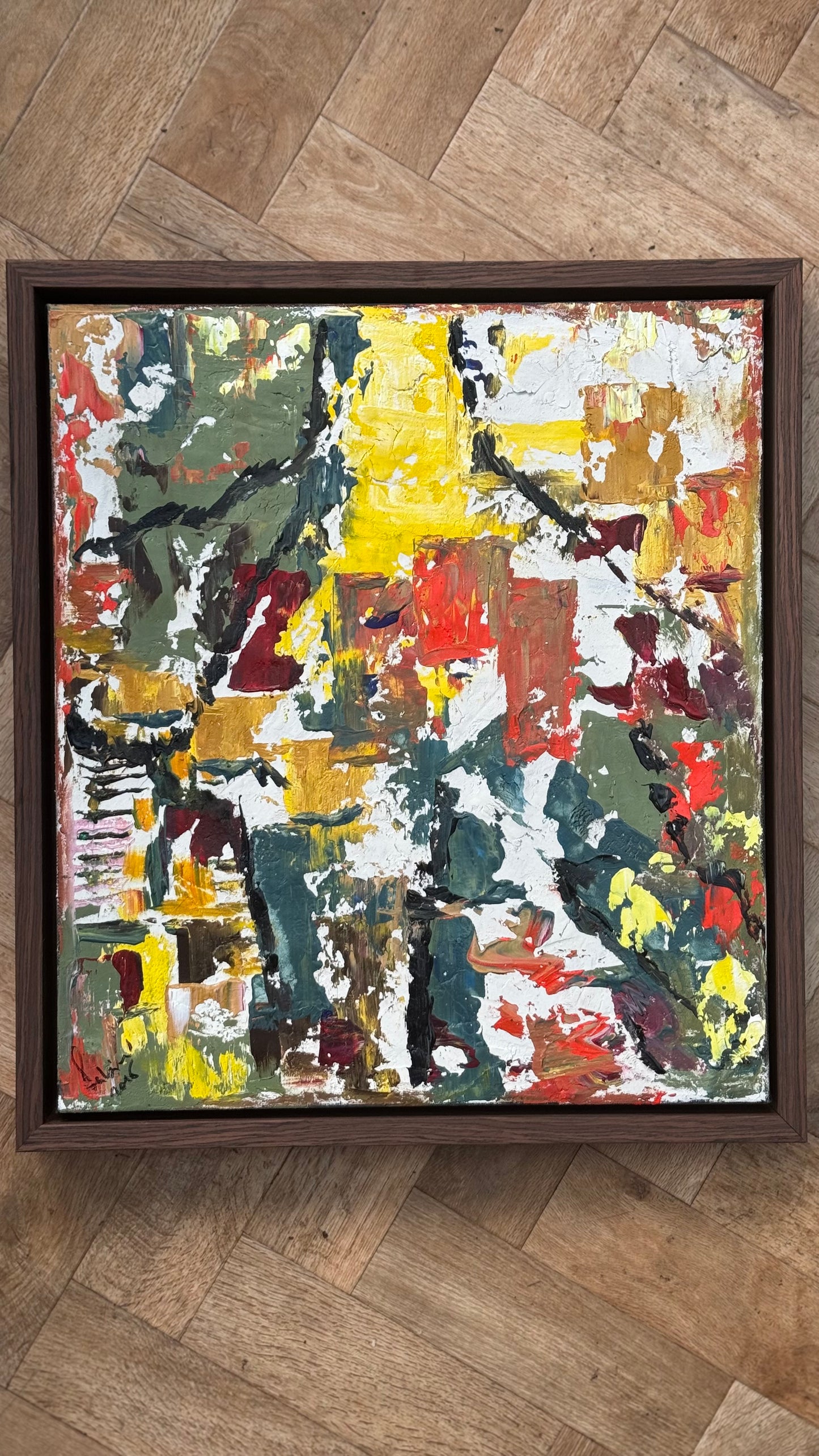 Framed Original Abstract contemporary Oil Painting On Canvas 47x53cm Summer in Venice Oka