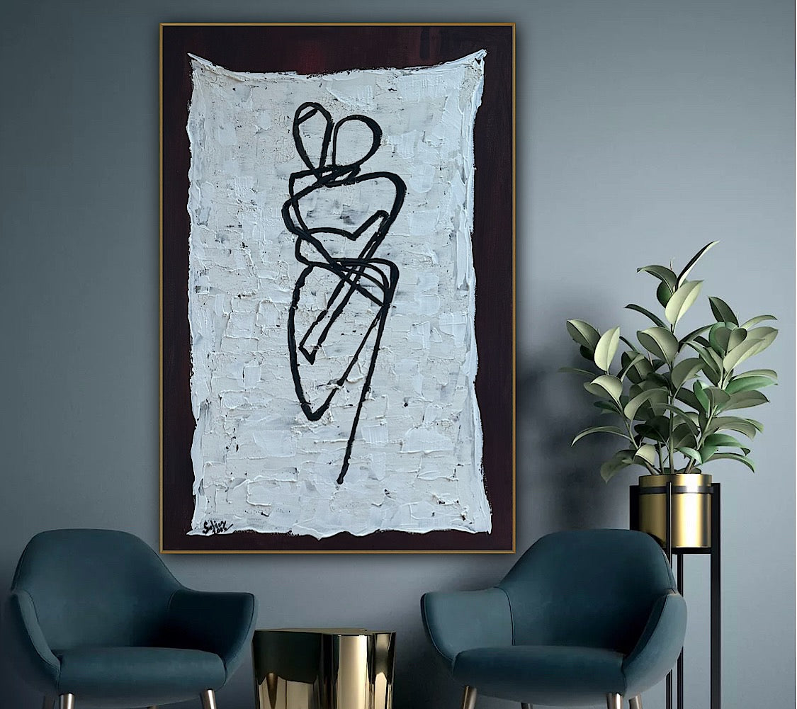 Oka Design Contemporary Abstract Original Oil Painting On 90 x 60cm Canvas Lovers nude on unber background
