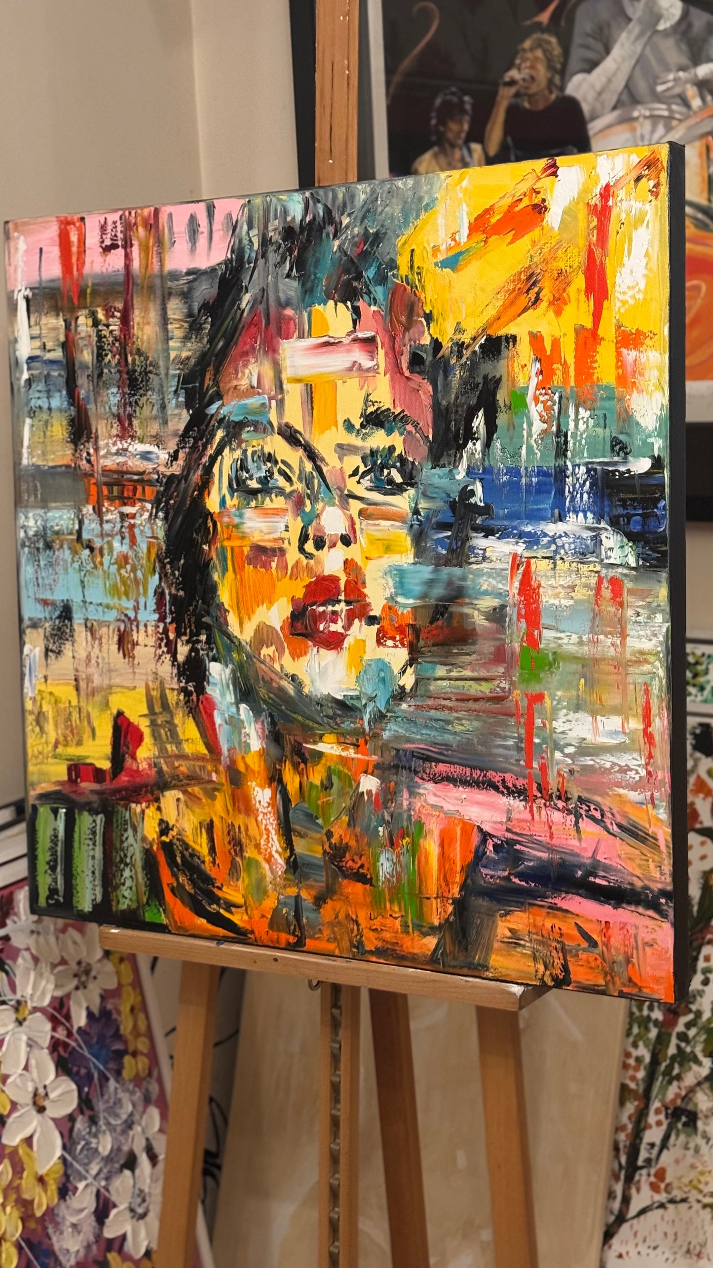 Contemporary Abstract Original Oil Painting On Canvas 80x80cm Graffiti Art Woman’s portrait