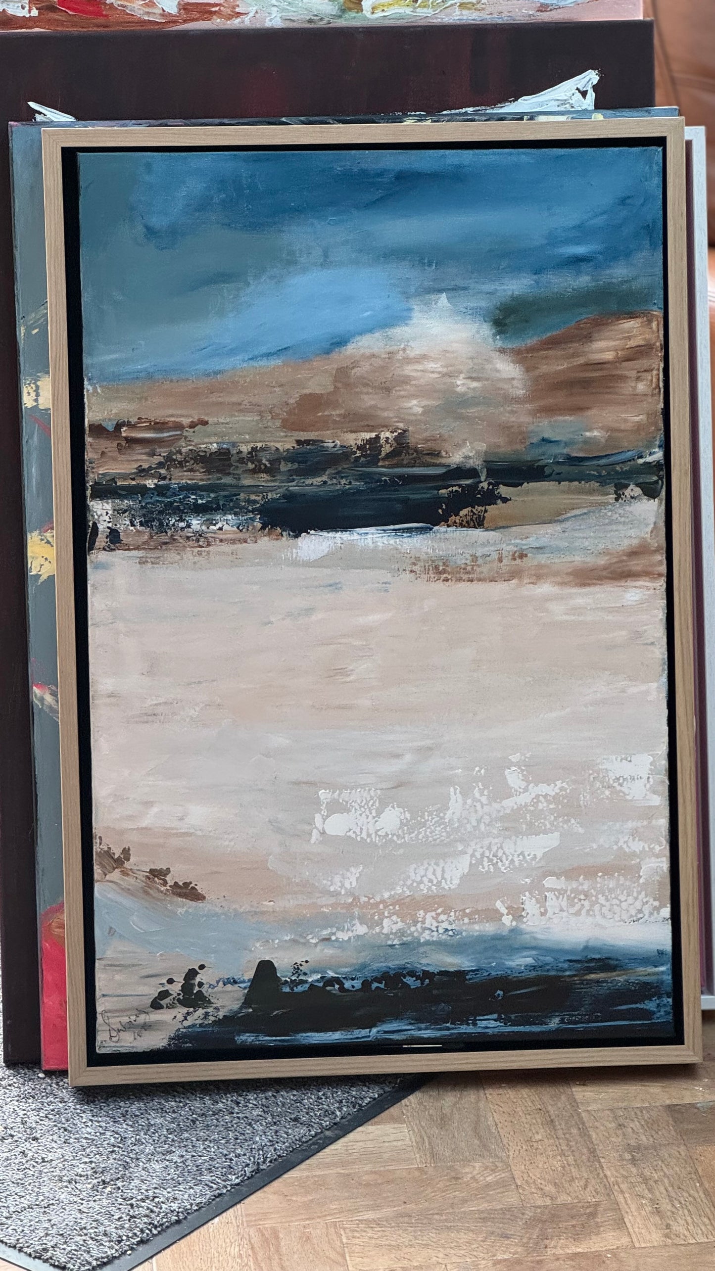 Framed Original Abstract contemporary Oil Painting On Canvas 83x56cm Amalfi Coast Oka