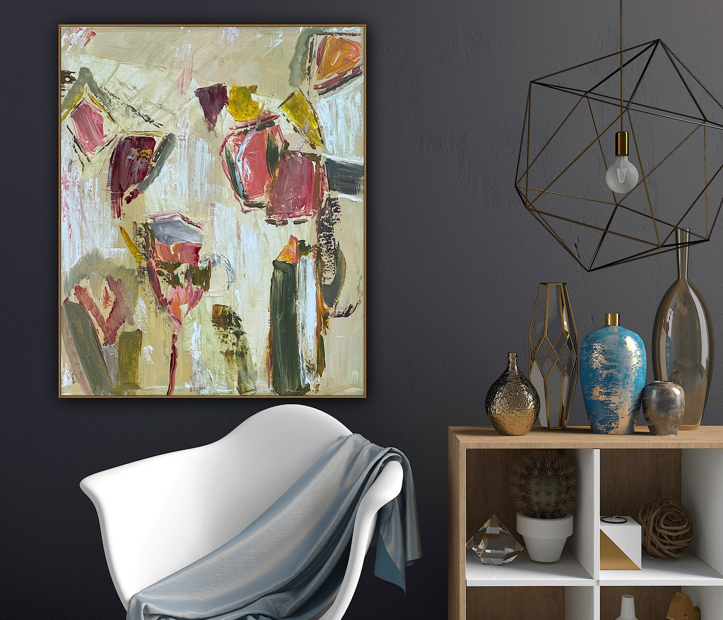 Oka Style Abstract contemporary Oil Painting On Canvas 50 x 60cm Orcia flower