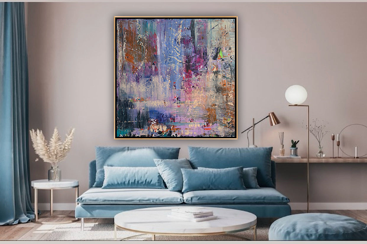 Contemporary Style Abstract Original Oil Painting on 90x90cm Canvas Palimpsest