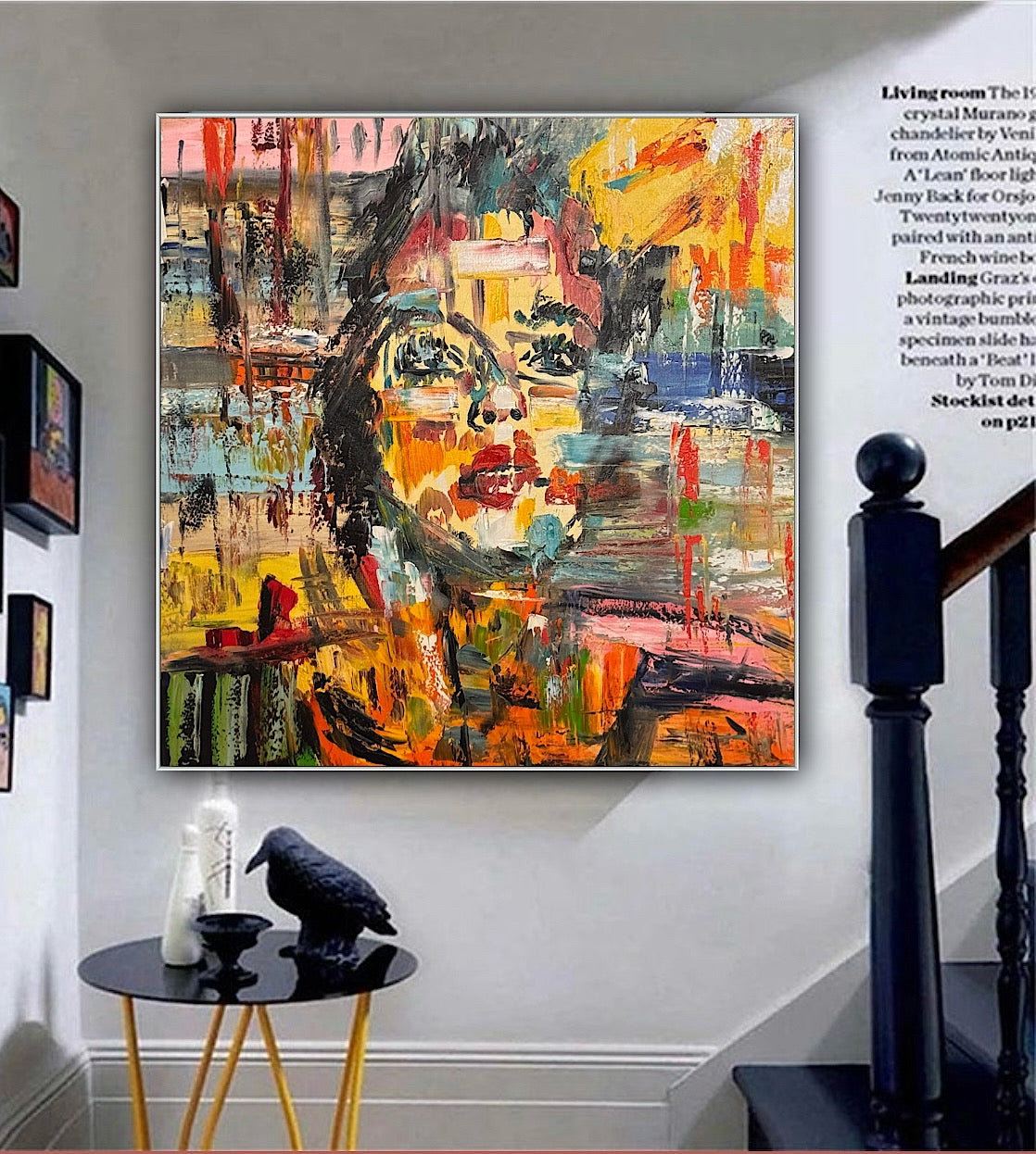 Contemporary Abstract Original Oil Painting On Canvas 80x80cm Graffiti Art Woman’s portrait