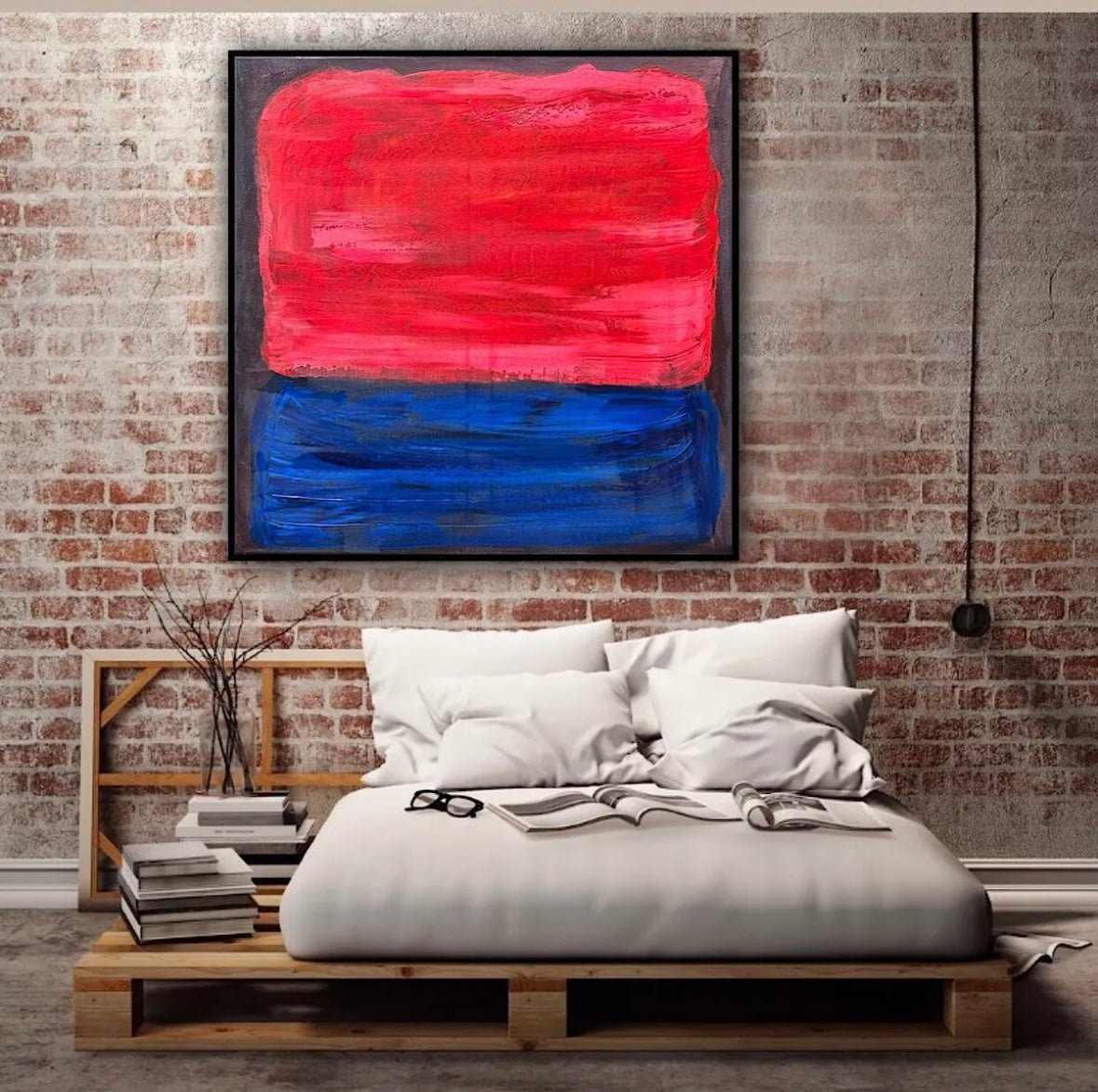 Oka Rothko Design Contemporary Abstract Original Oil Painting On 80x80cm Canvas Indigo