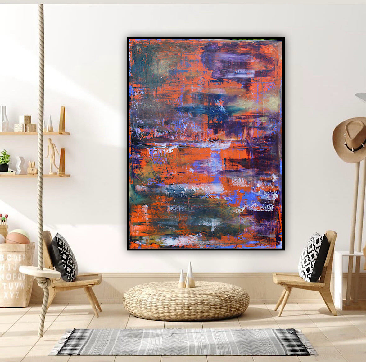 Large Abstract Original Oil Painting On 100x80cm canvas Oka Reflections