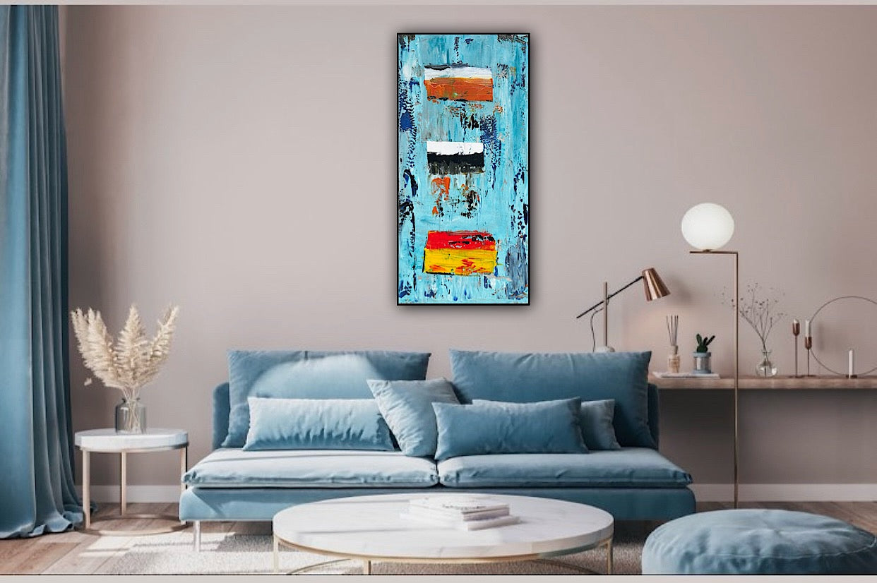 Oka Contemporary Abstract Original Oil Painting 30cm x 60cm textured Essenes of Strength
