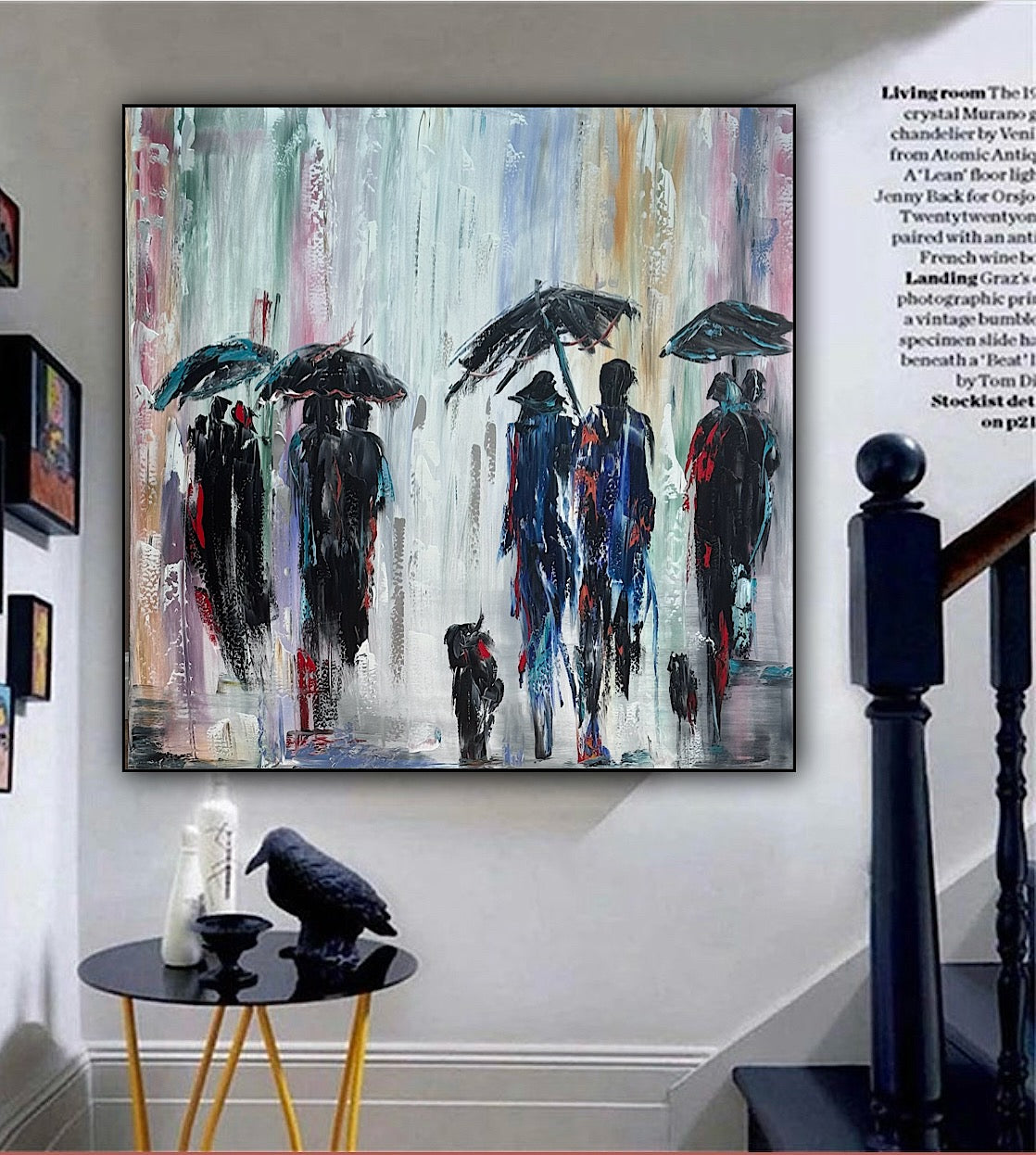 Richter Original Abstract Oil Painting 100x100cm On 4.2cm Canvas London Rain II
