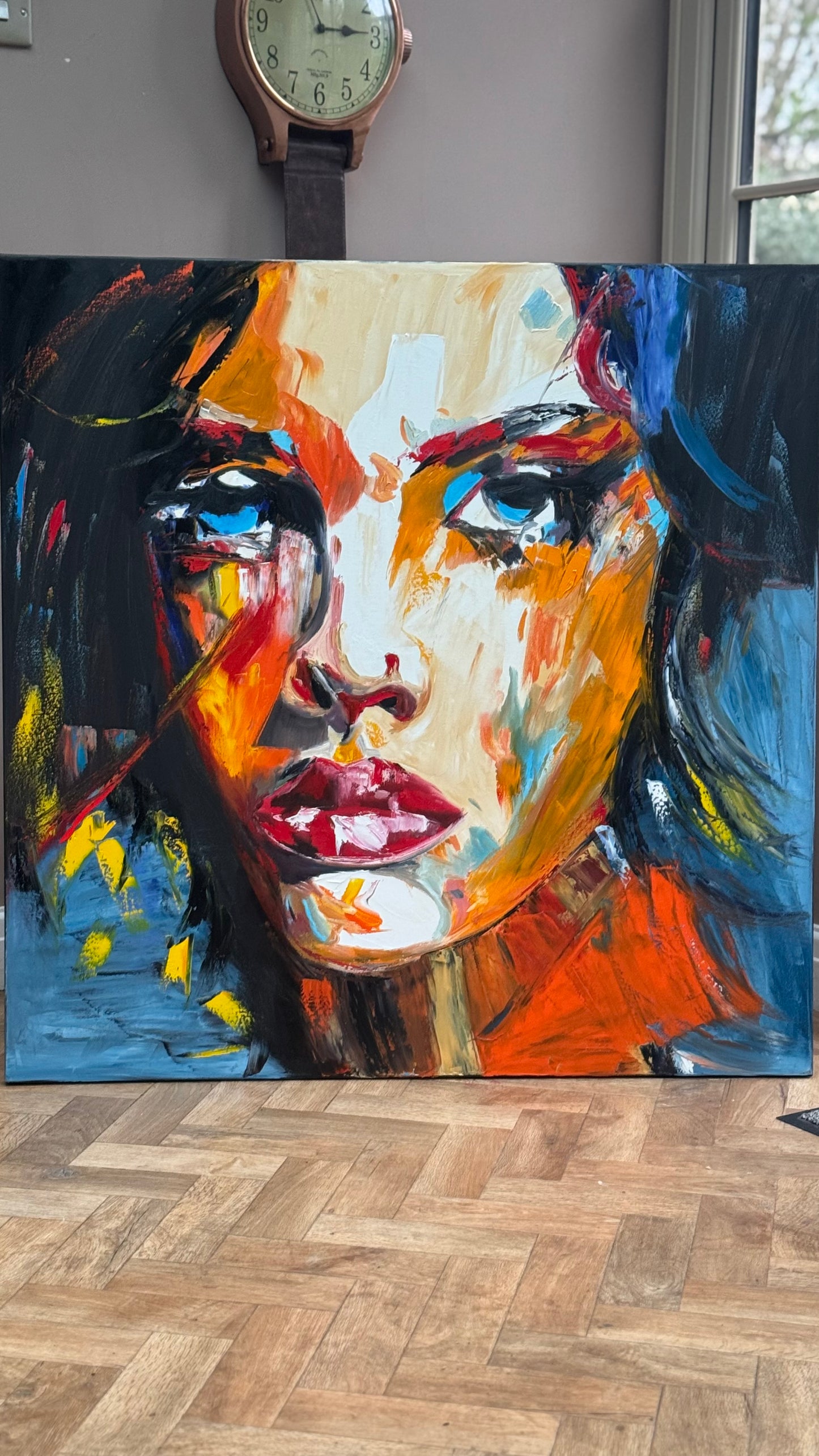 Richter Style Abstract Original Oil Painting On 100 x 100cm canvas Serenity in her eyes portrait