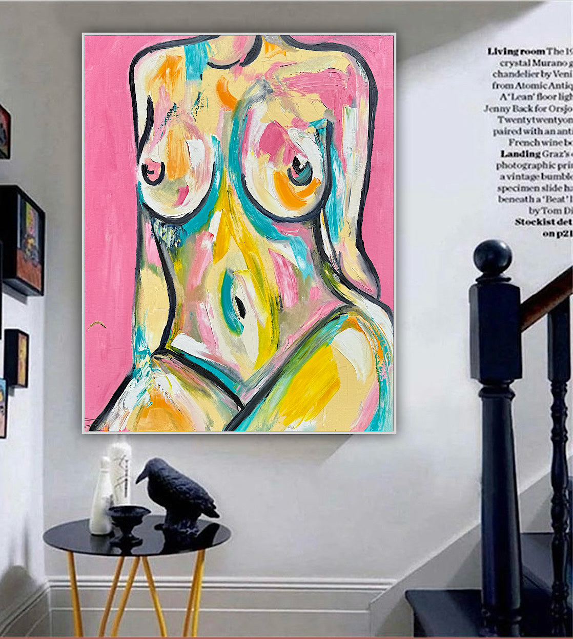 Large Abstract Original Oil Painting On 100x80cm canvas Colourful Nude