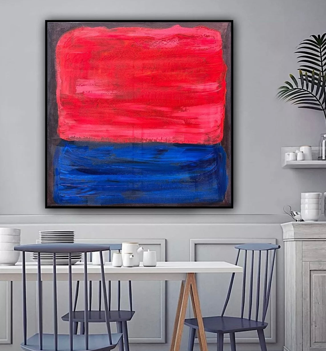 Oka Rothko Design Contemporary Abstract Original Oil Painting On 80x80cm Canvas Indigo