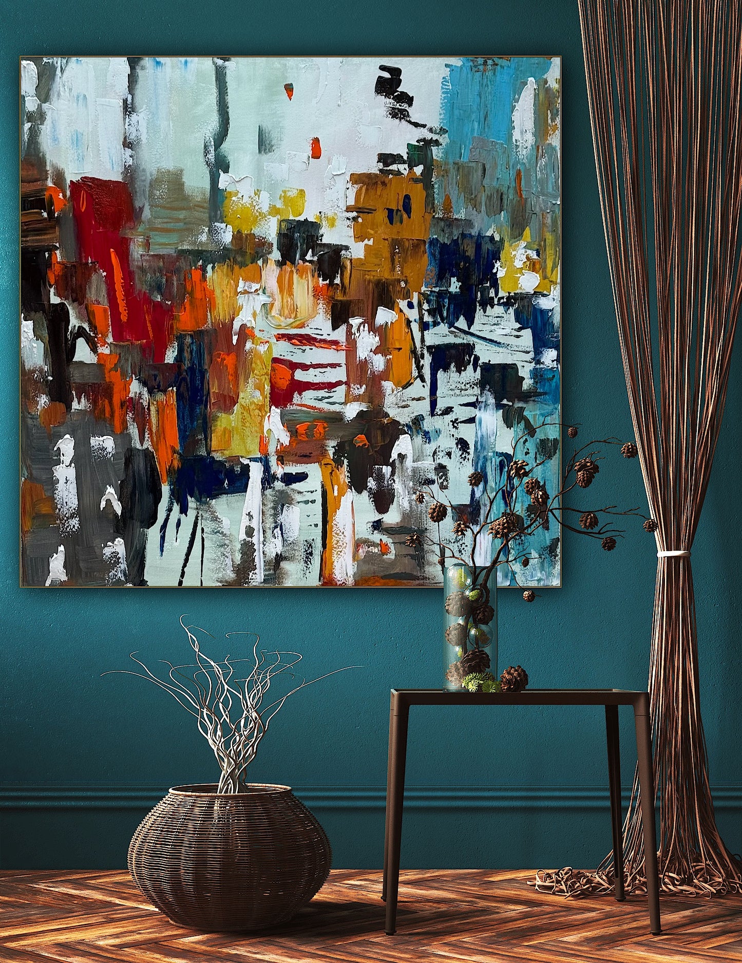 Oka Contemporary Abstract Original Oil Painting 100x100cm canvas Cityscape abstract