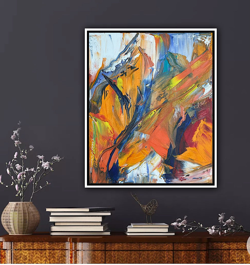 Framed Oka Contemporary Abstract Original Oil Painting serenade of seasons floral