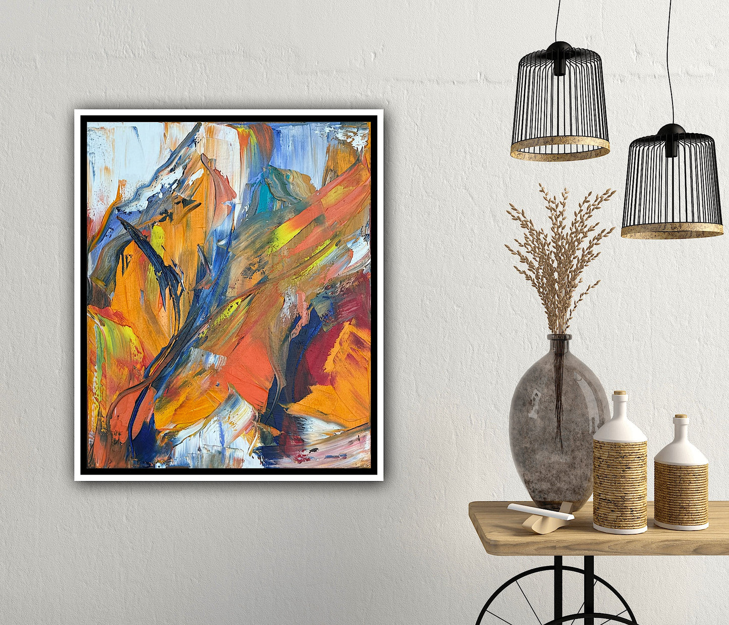 Framed Oka Contemporary Abstract Original Oil Painting serenade of seasons floral