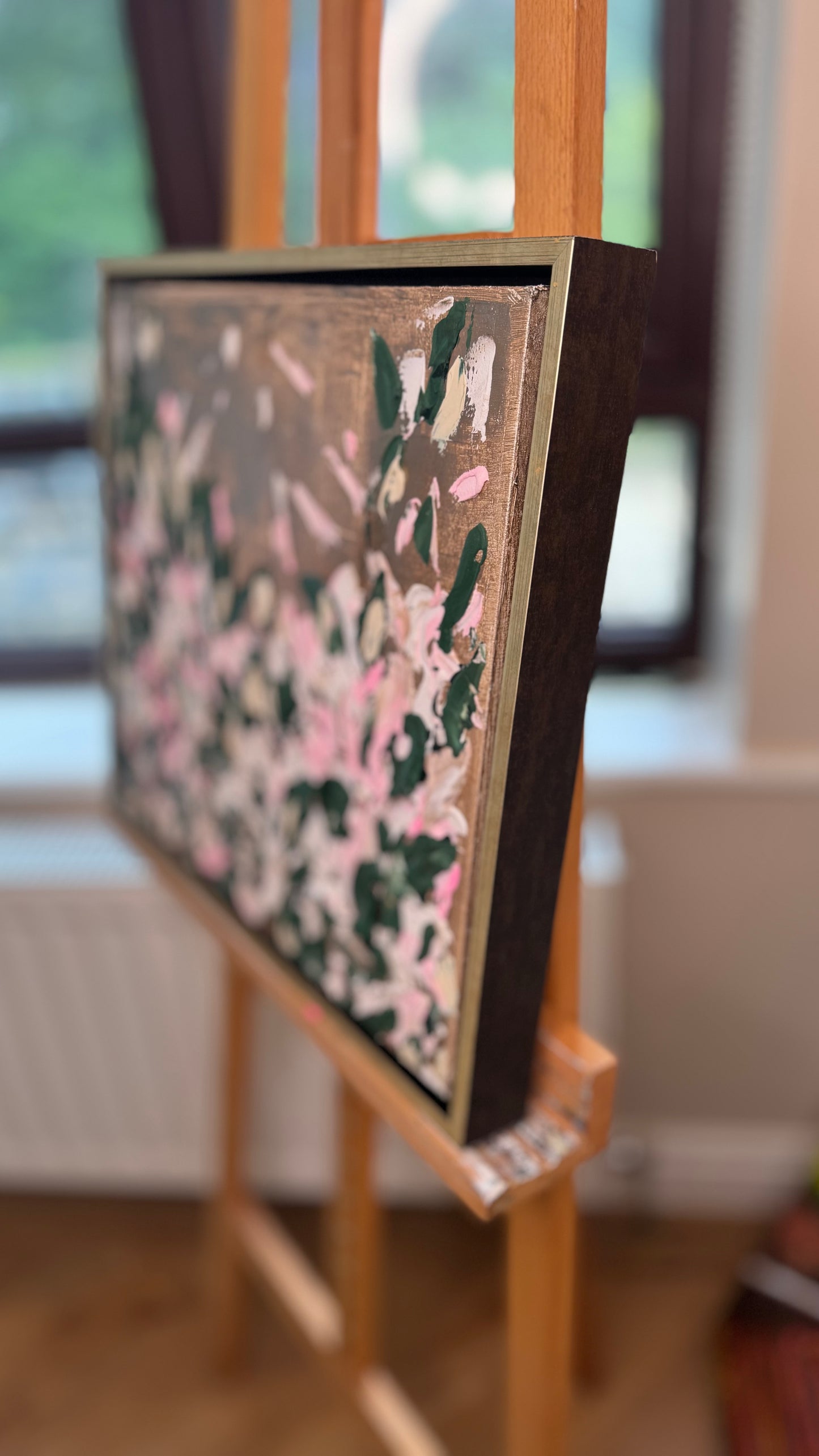 Framed Original Abstract contemporary Oil Painting On Canvas 45x40cm Eden Gardens II Oka