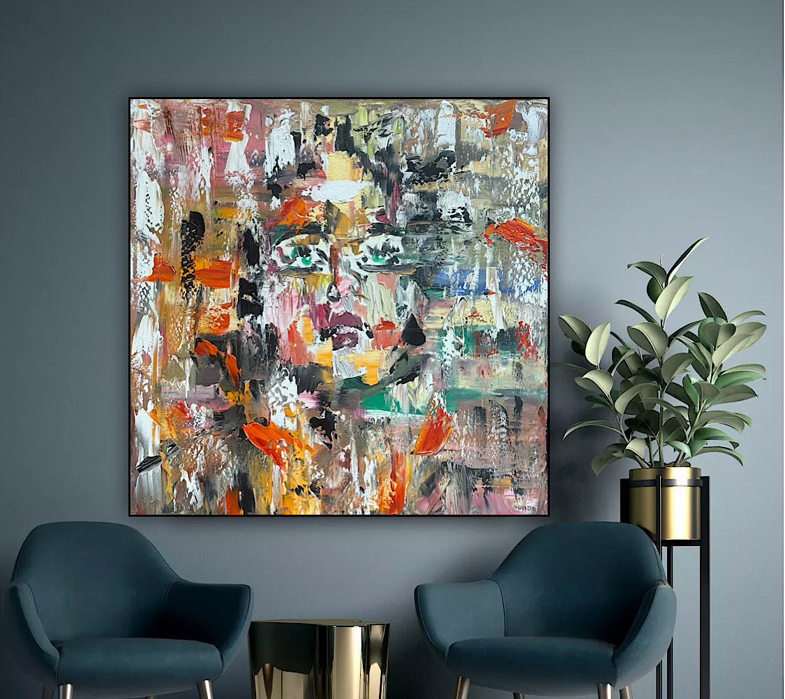 Oka Contemporary Abstract Original Oil Painting On Canvas 80x80cm Woman’s Dreams textured