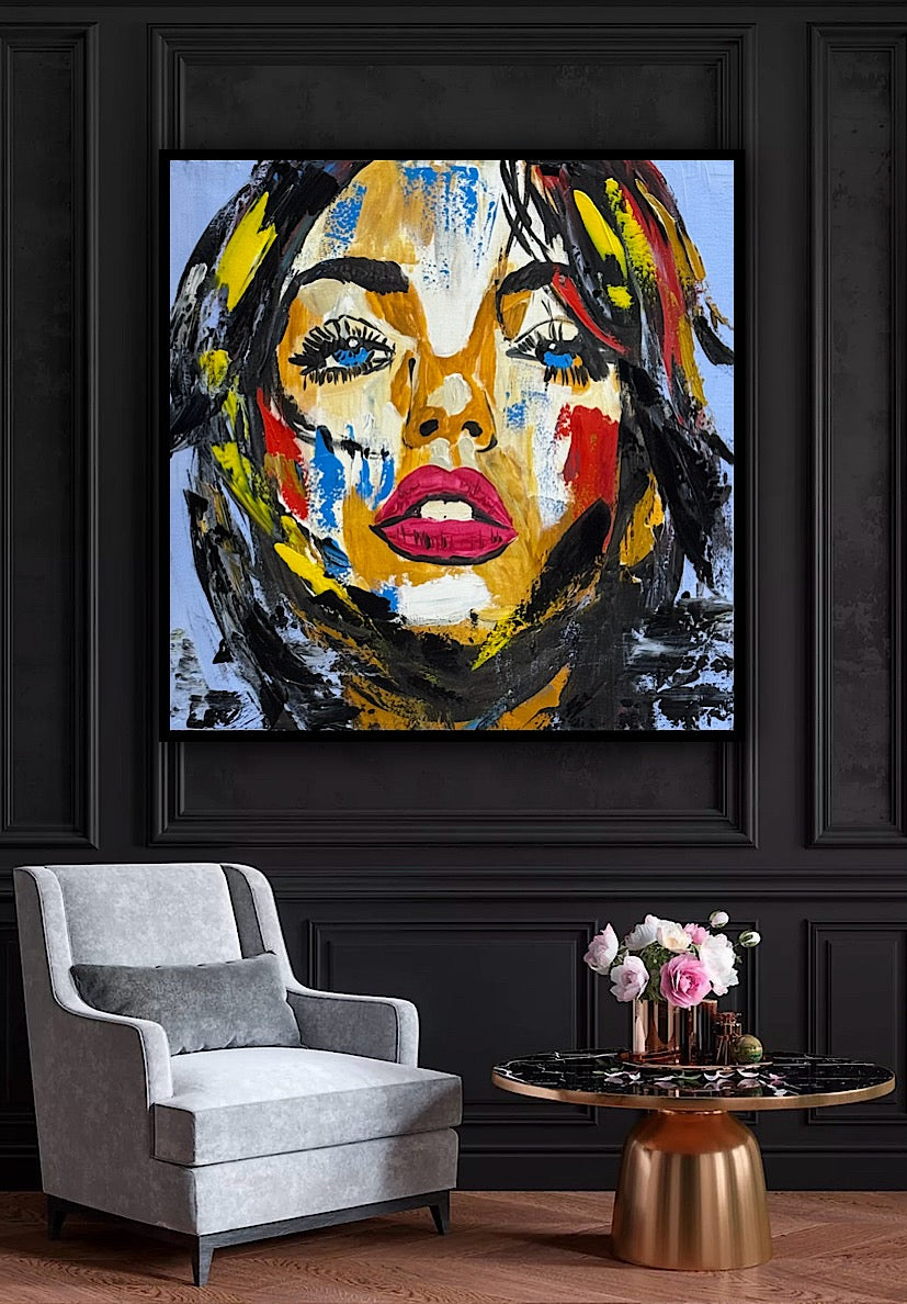 Richter Style Abstract Original Oil Painting On 60 x 60cm canvas Woman portrait Love