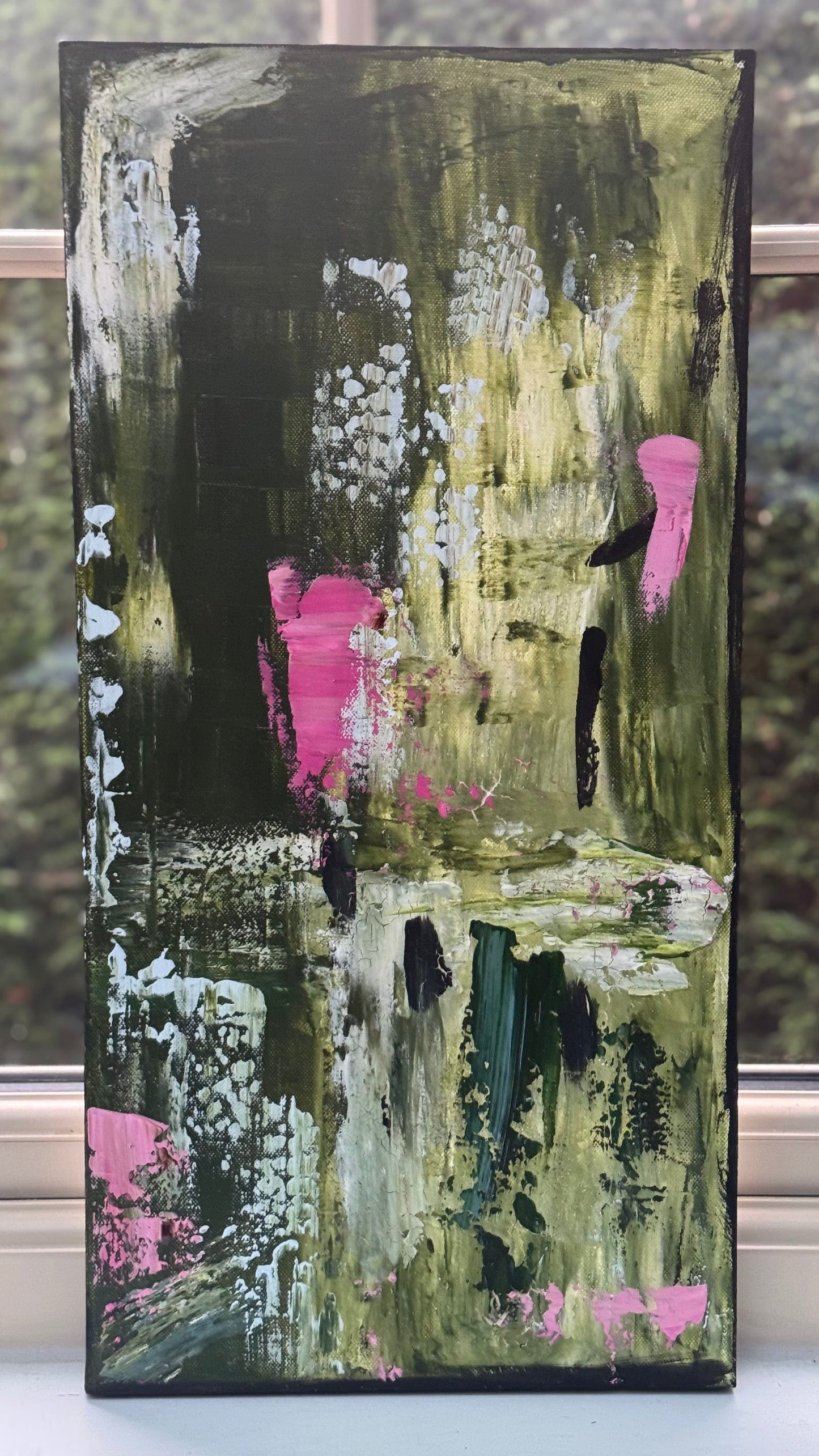 Oka Contemporary Abstract Original Oil Painting 30cm x 60cm textured Lavendar Bay
