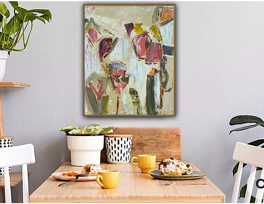 Oka Style Abstract contemporary Oil Painting On Canvas 50 x 60cm Orcia flower