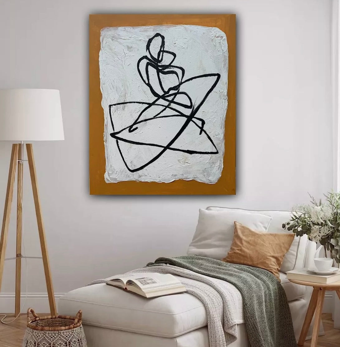 Oka Design Contemporary Abstract Original Oil Painting On 80 x 60cm Canvas Lovers nude