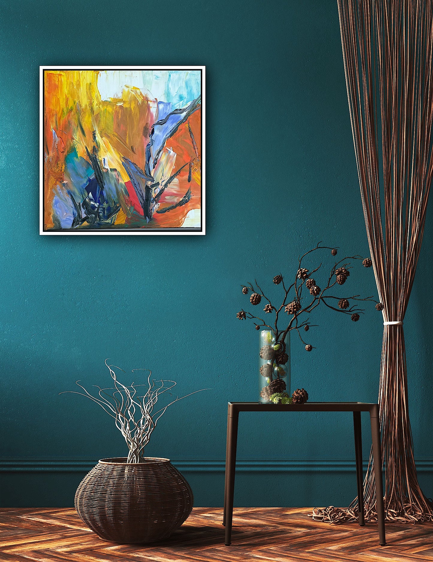 Framed Oka Contemporary Abstract Original Oil Painting serenade of seasons II floral