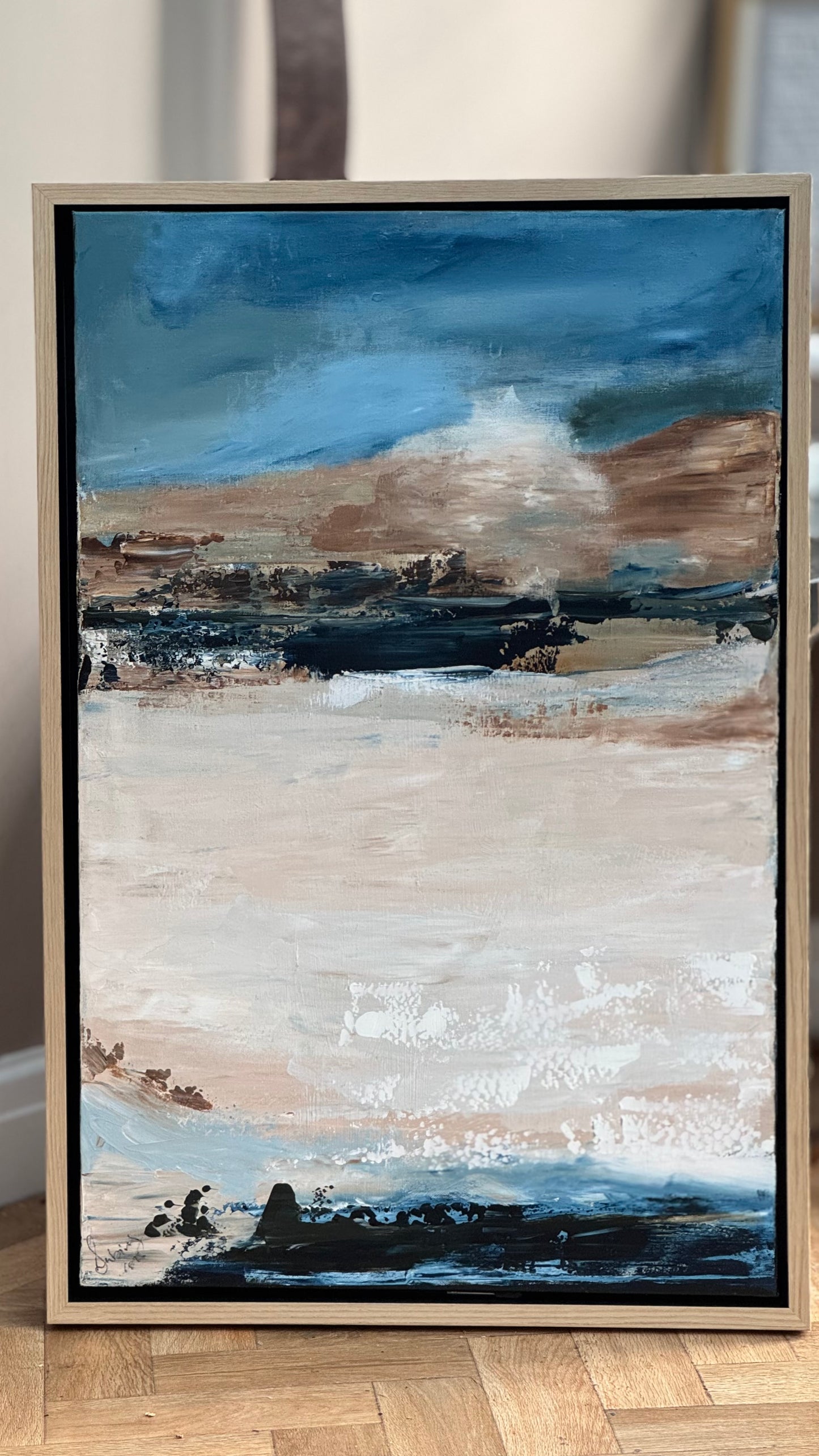 Framed Original Abstract contemporary Oil Painting On Canvas 83x56cm Amalfi Coast Oka