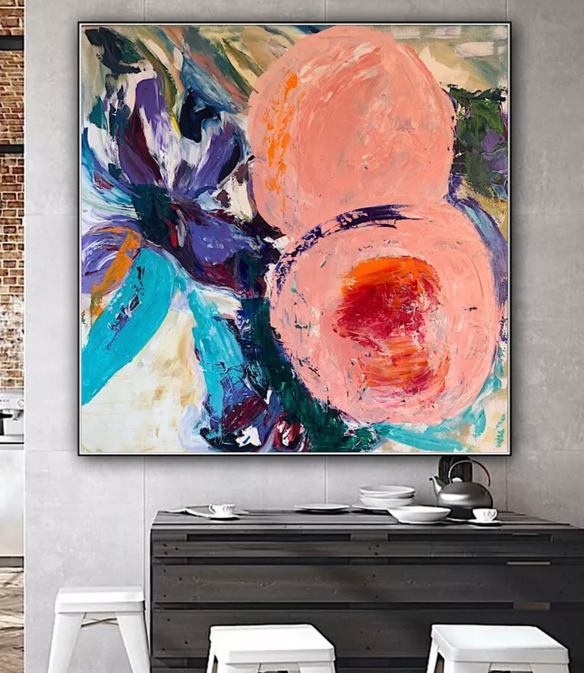 Richter Abstract Impressionist Original Oil Painting on 100x100cm ‘Peach Tree’