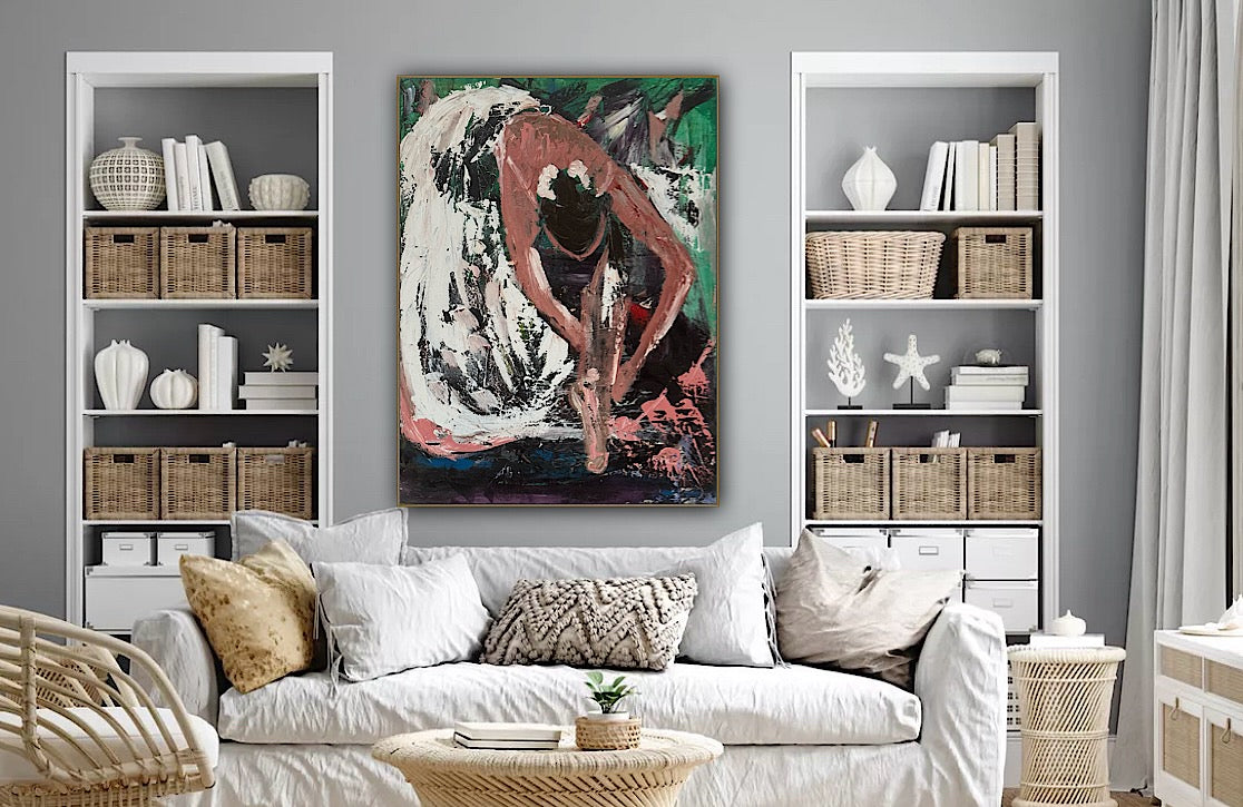 Richter original Abstract Oil Painting On 1.8cm Canvas 45x60cm Ballet Dancer