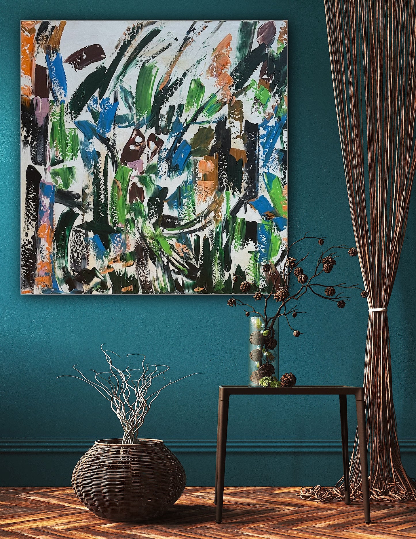 Oka Contemporary Abstract Original Oil Painting 80x80cm Whispers Of The Wind floral