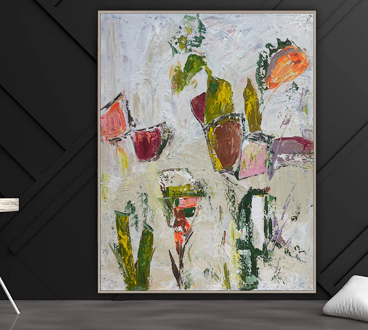Oka Style Abstract contemporary Oil Painting On Canvas 80 x 100cm Orcia flowers