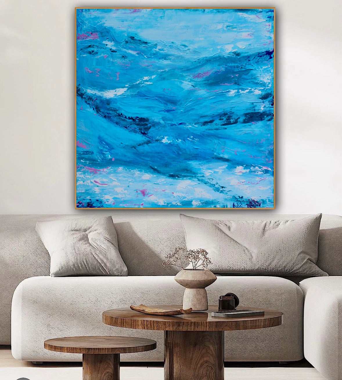 Richter StyLe Original abstract Large Oil Painting On Canvas 90x90cm Ocean time textured