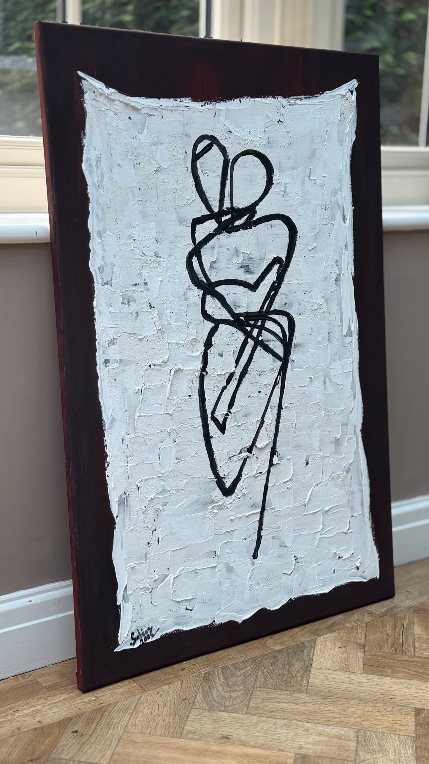 Oka Design Contemporary Abstract Original Oil Painting On 90 x 60cm Canvas Lovers nude on unber background
