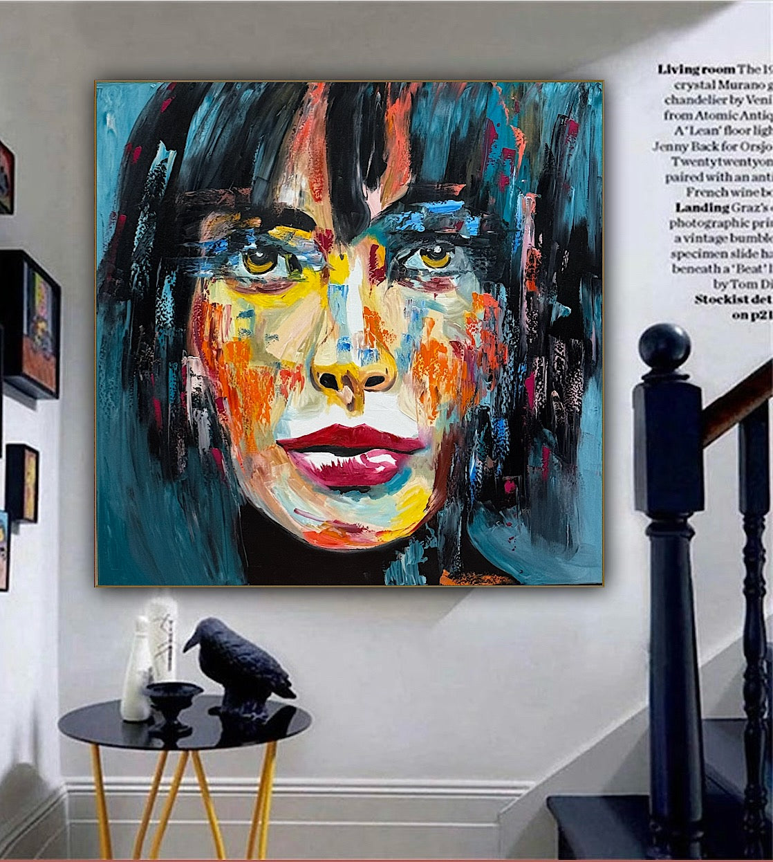 Richter Style Abstract Original Oil Painting On 100 x 100cm canvas Beauty Shades of Tranquility portrait