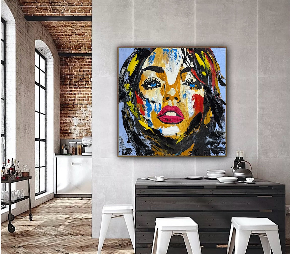 Richter Style Abstract Original Oil Painting On 60 x 60cm canvas Woman portrait Love
