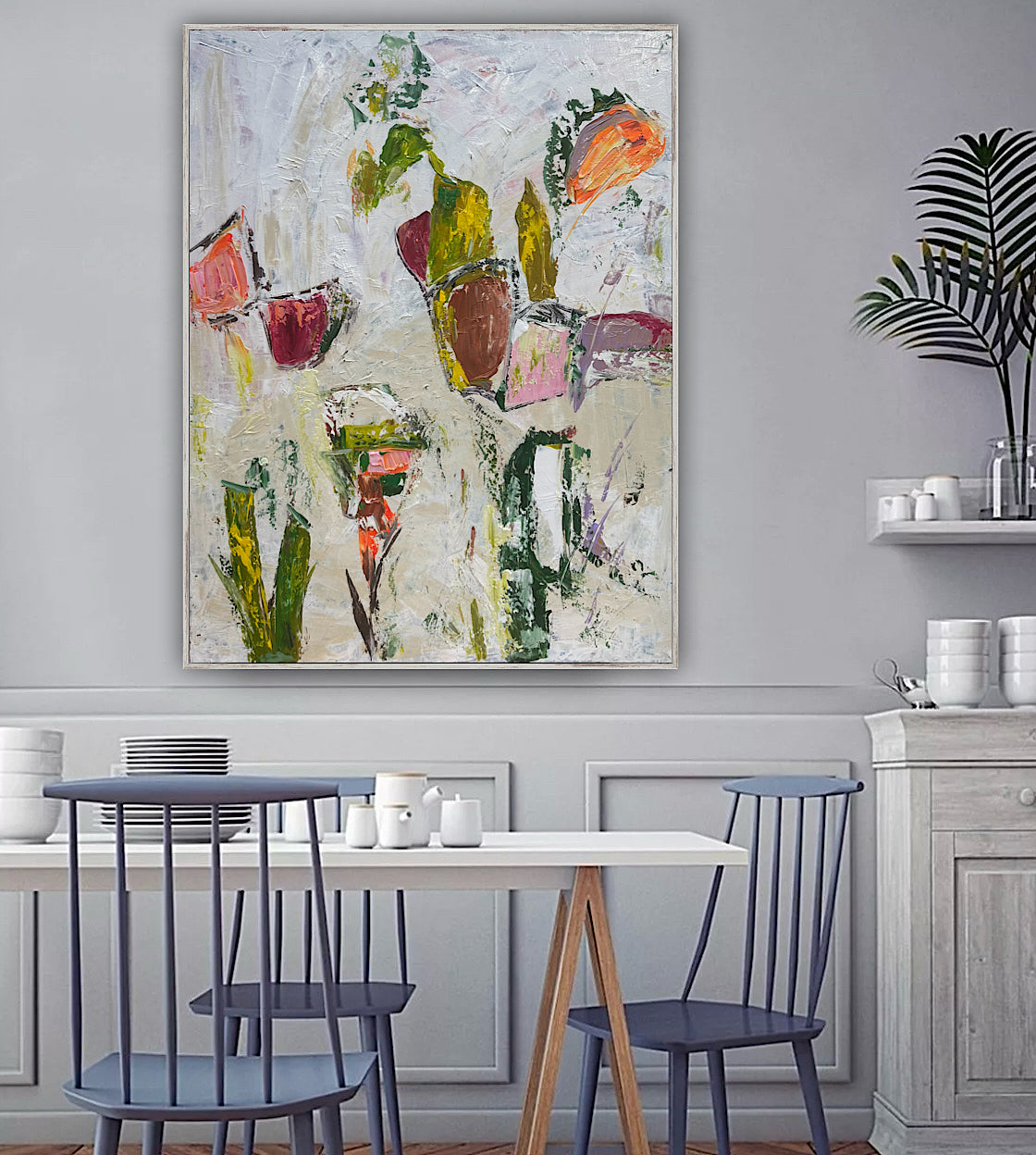 Oka Style Abstract contemporary Oil Painting On Canvas 80 x 100cm Orcia flowers