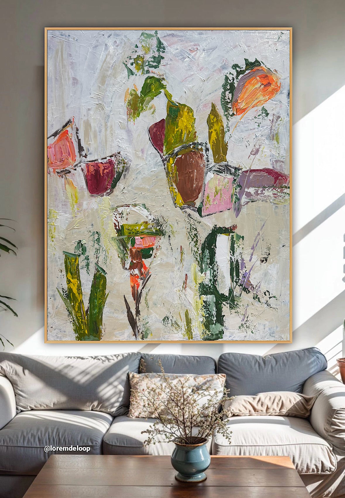 Oka Style Abstract contemporary Oil Painting On Canvas 80 x 100cm Orcia flowers