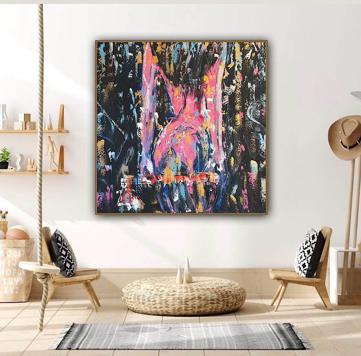 Richter StyLe Abstract Original Oil Painting On Canvas 100x100cm Nude Dancer