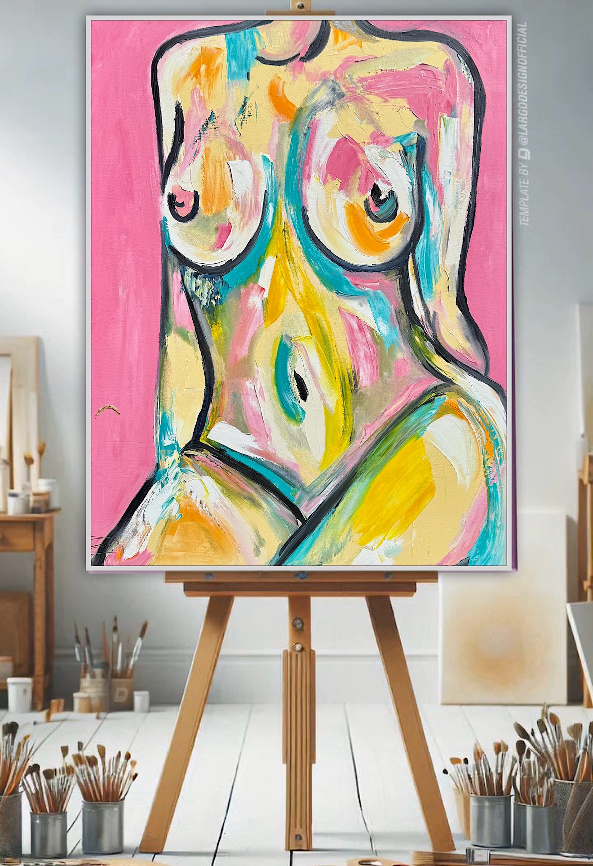 Large Abstract Original Oil Painting On 100x80cm canvas Colourful Nude