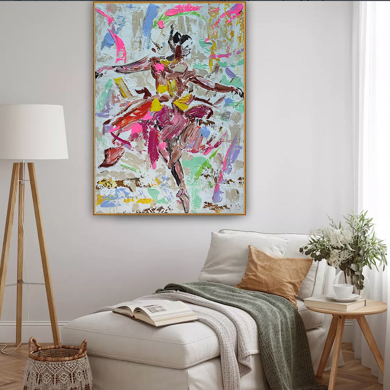 Ballet dancer Original modern Abstract Oil Painting On Canvas 85 x 60cm Oka