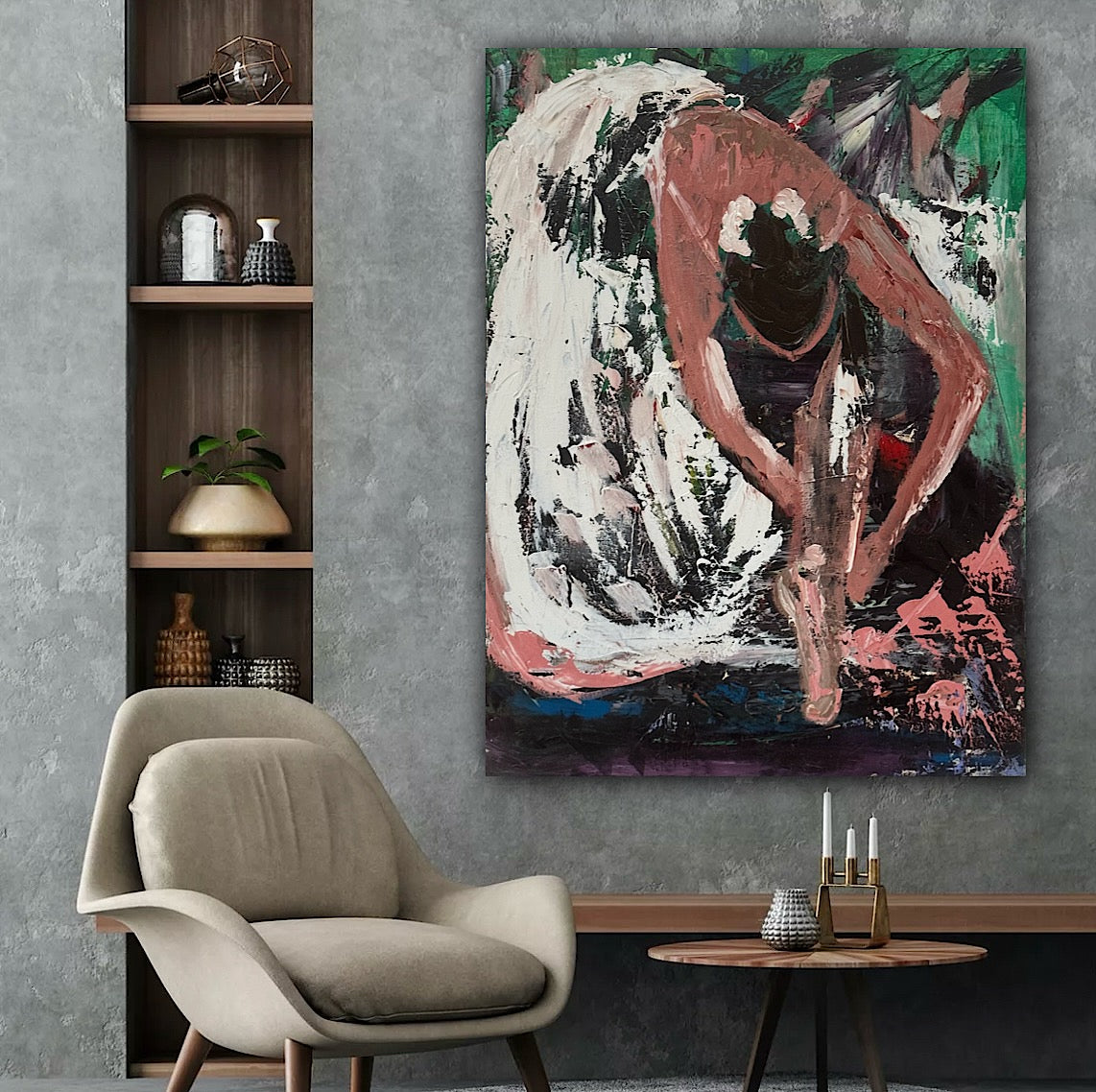 Richter original Abstract Oil Painting On 1.8cm Canvas 45x60cm Ballet Dancer