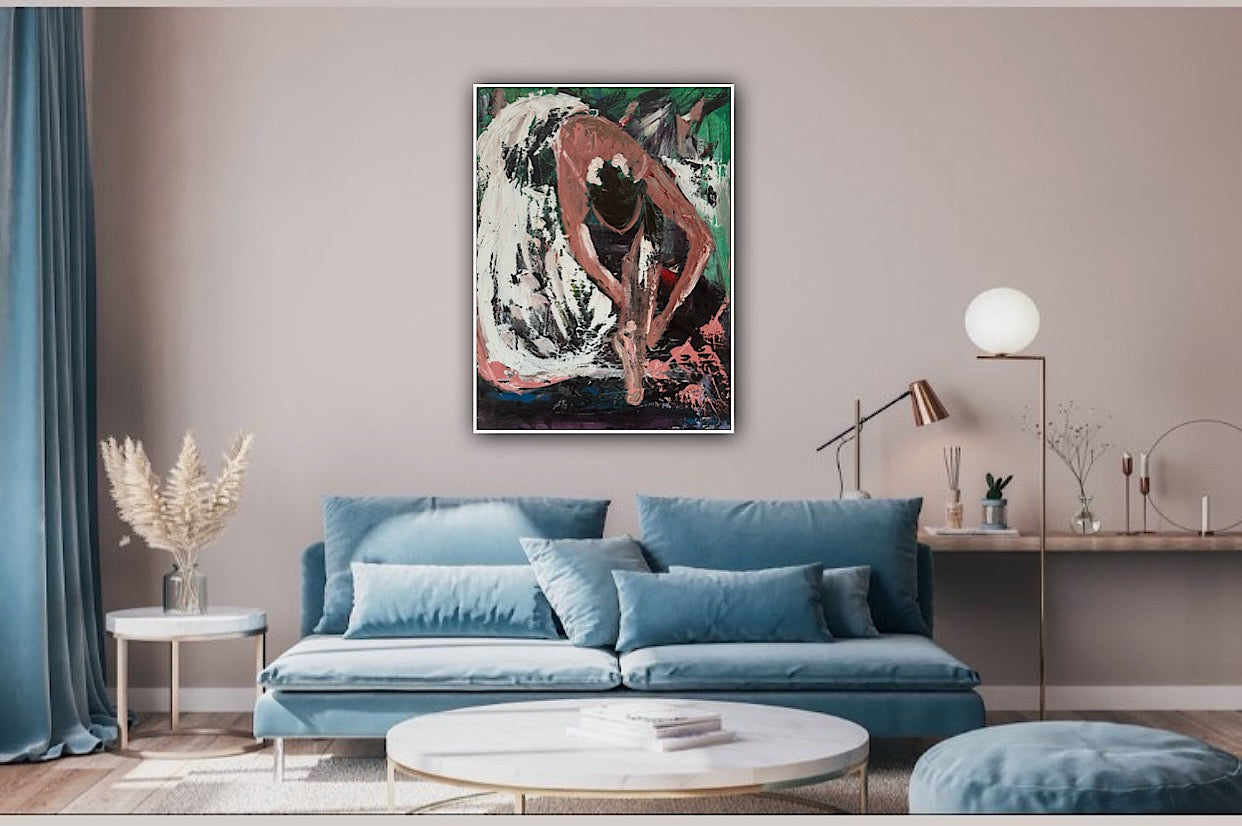 Richter original Abstract Oil Painting On 1.8cm Canvas 45x60cm Ballet Dancer