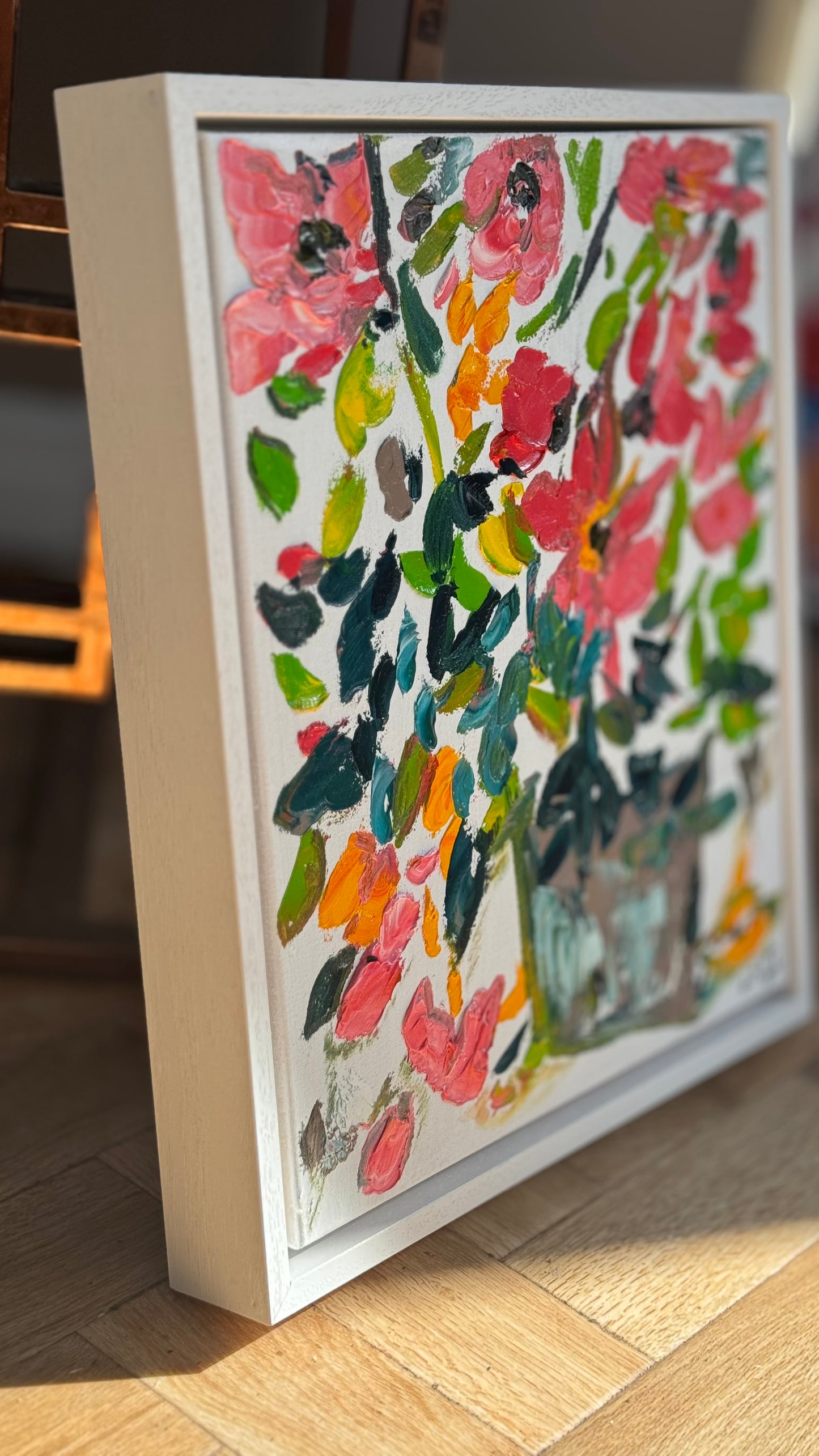 Framed Original Abstract contemporary Oil Painting On Canvas 45x40cm Floral dream textured Oka