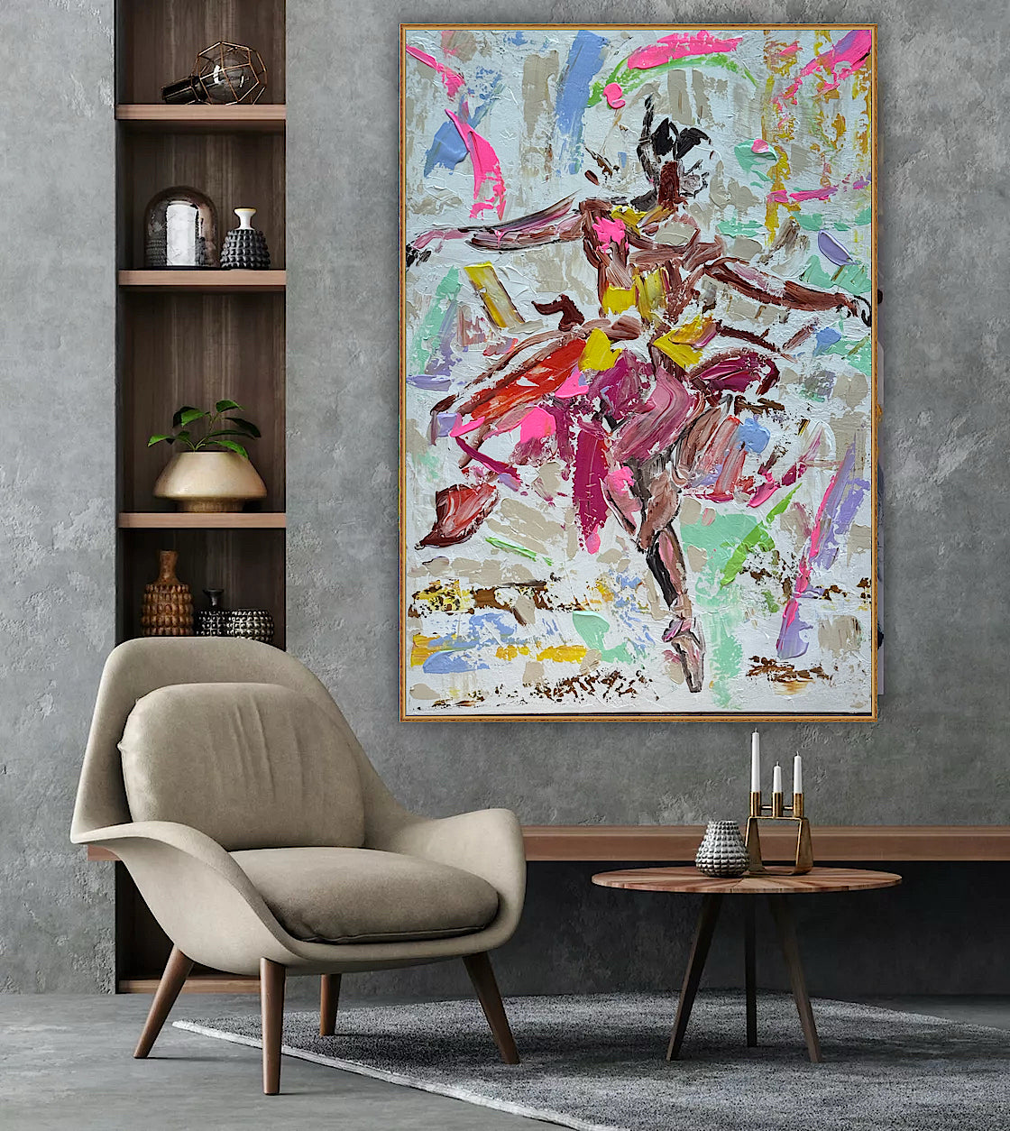 Ballet dancer Original modern Abstract Oil Painting On Canvas 85 x 60cm Oka
