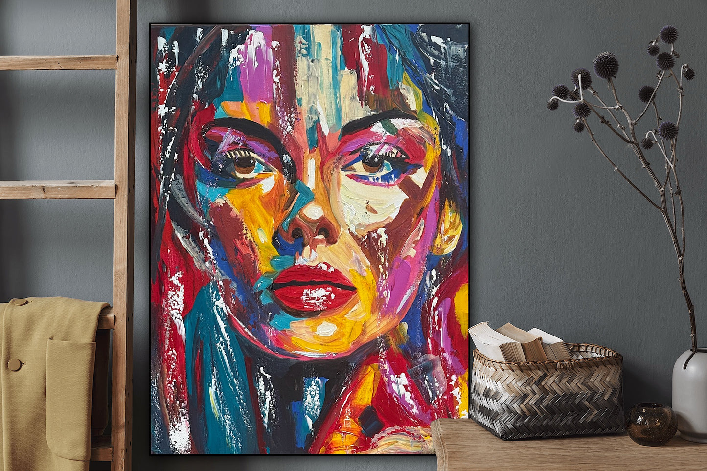 Contemporary Abstract Original Oil Painting On Canvas 80x60cm Poser Within Woman’s portrait