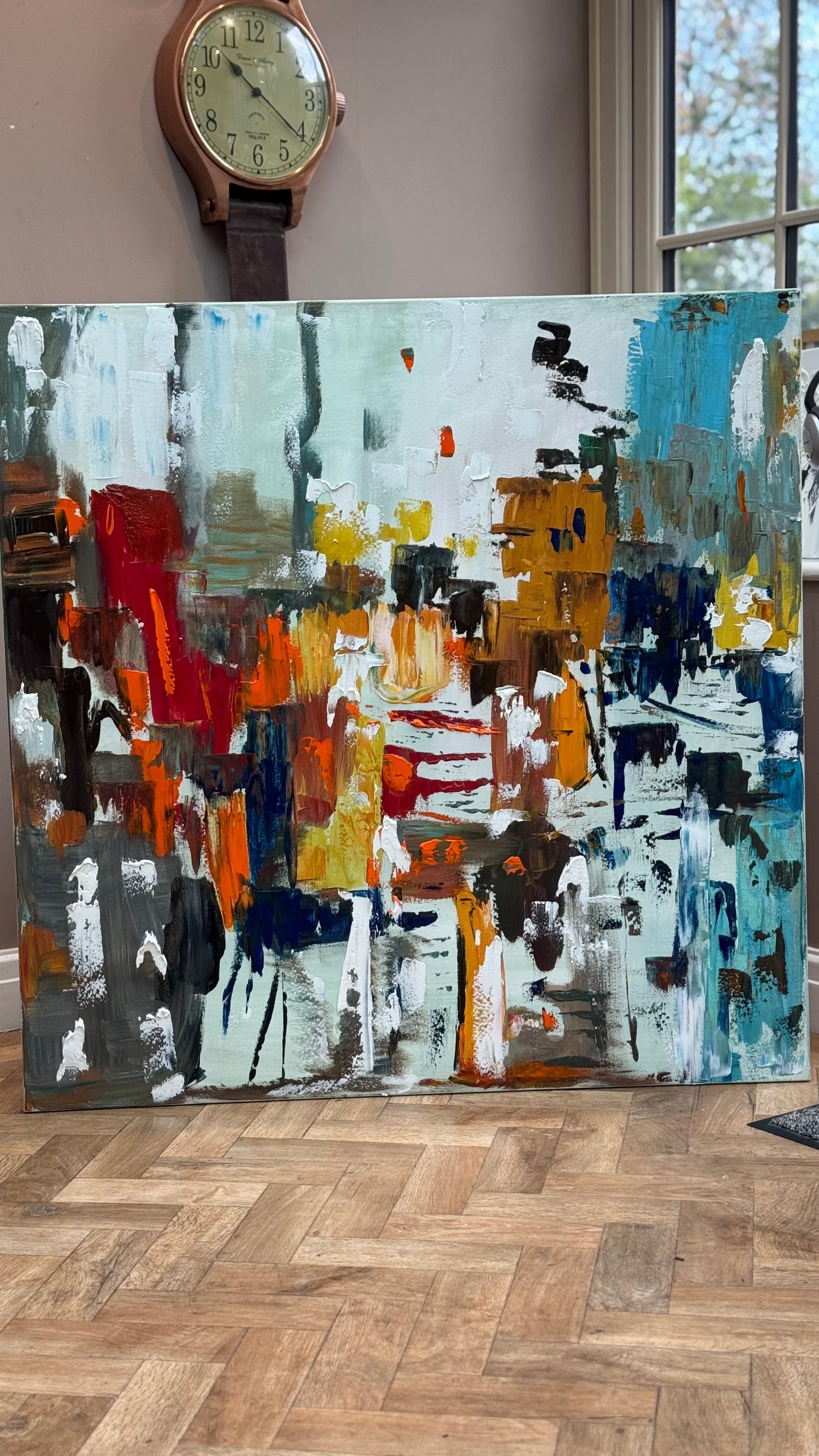 Oka Contemporary Abstract Original Oil Painting 100x100cm canvas Cityscape abstract