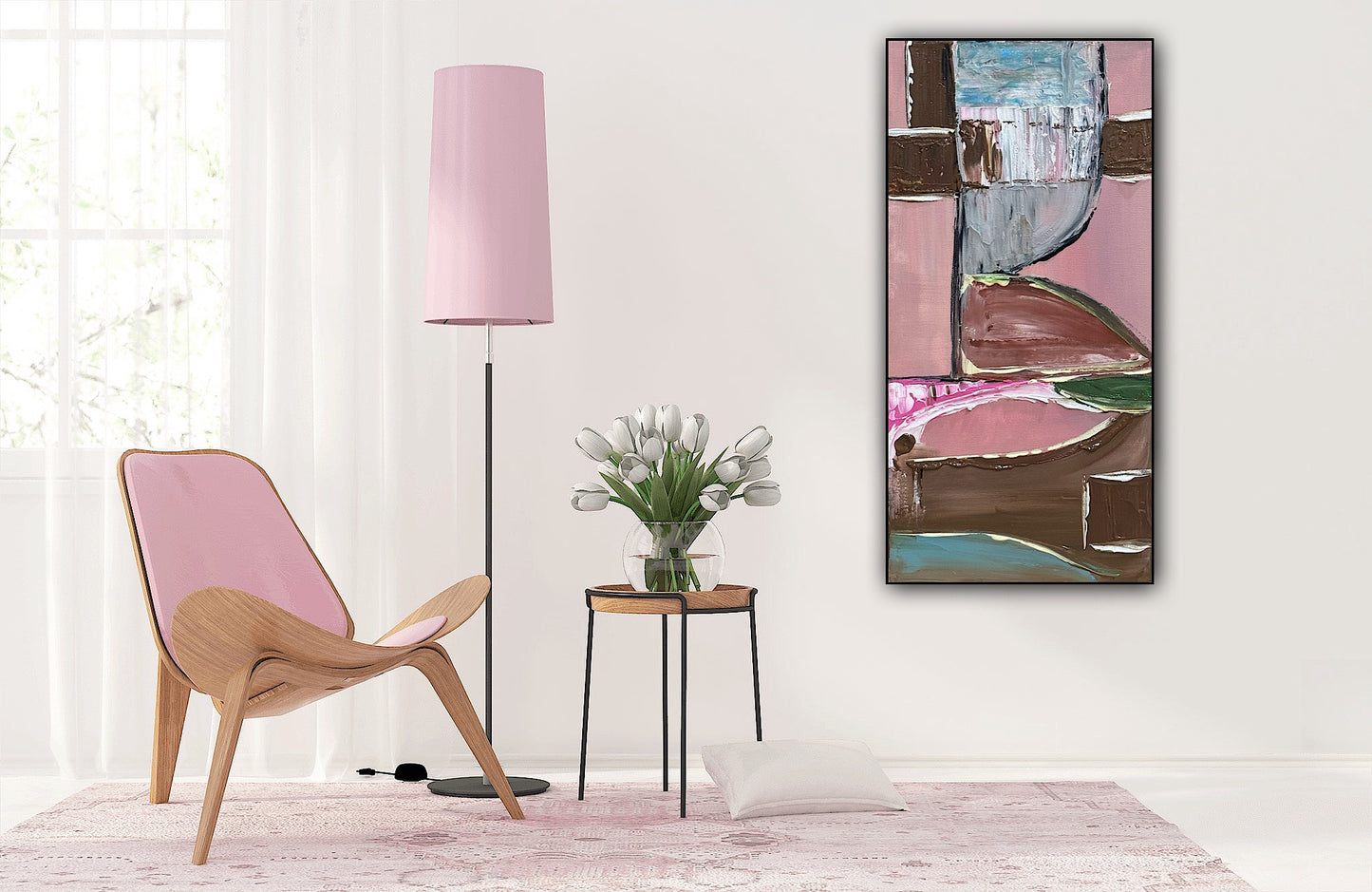 Oka Contemporary Abstract Original Oil Painting 30cm x 60cm textured Harmonic Layer