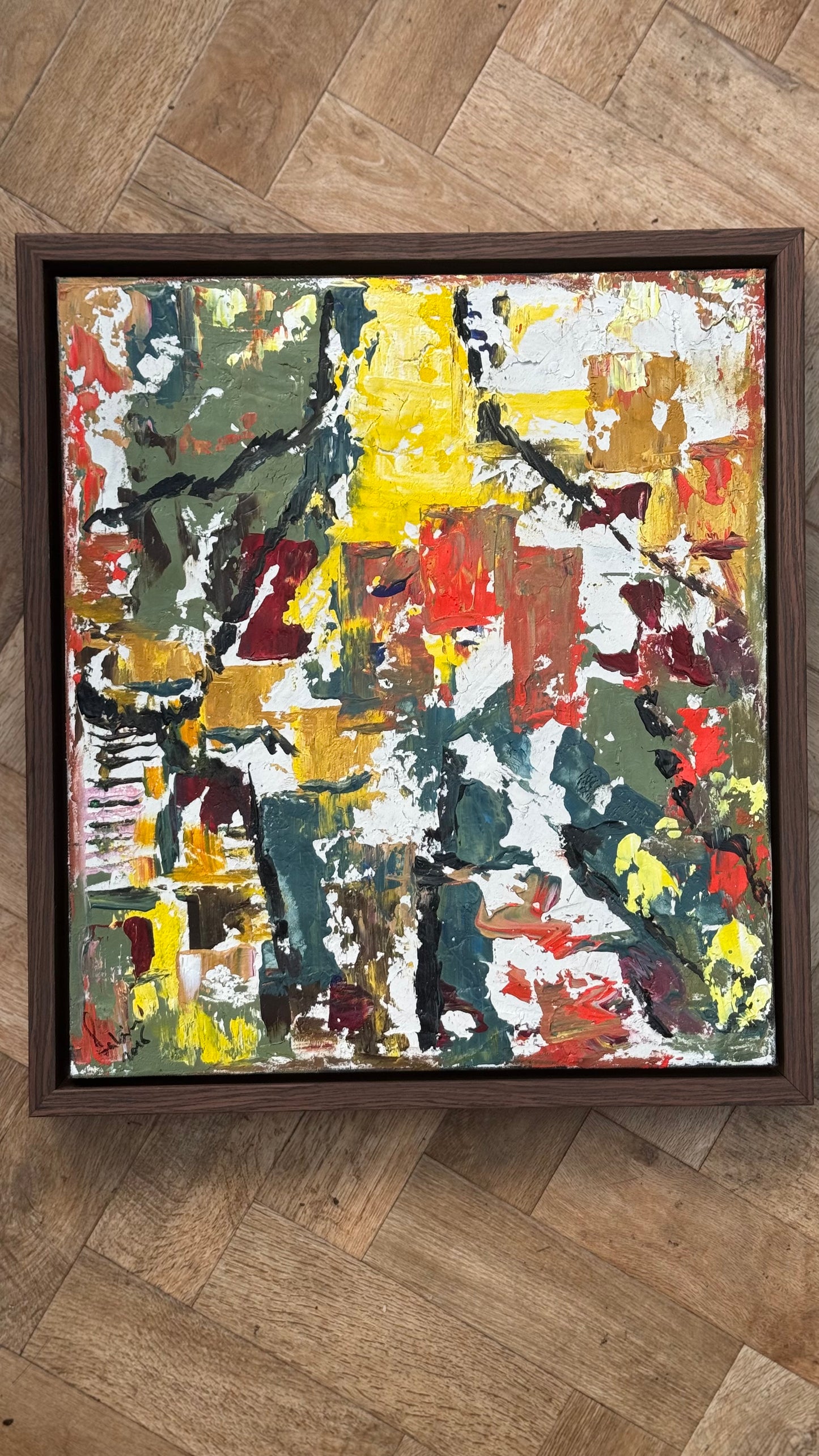 Framed Original Abstract contemporary Oil Painting On Canvas 47x53cm Summer in Venice Oka