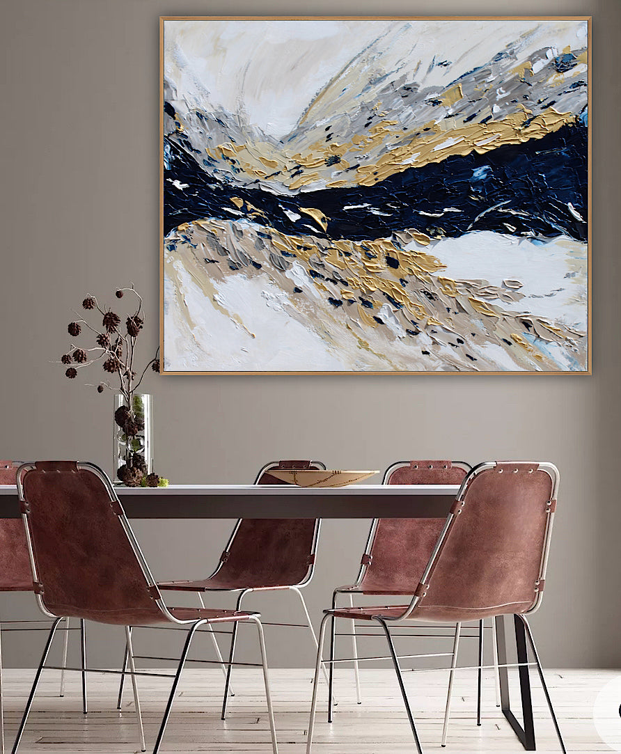 Oka Original Abstract Oil Painting On Canvas 120x100x4cm ‘Horizon ‘Seascape