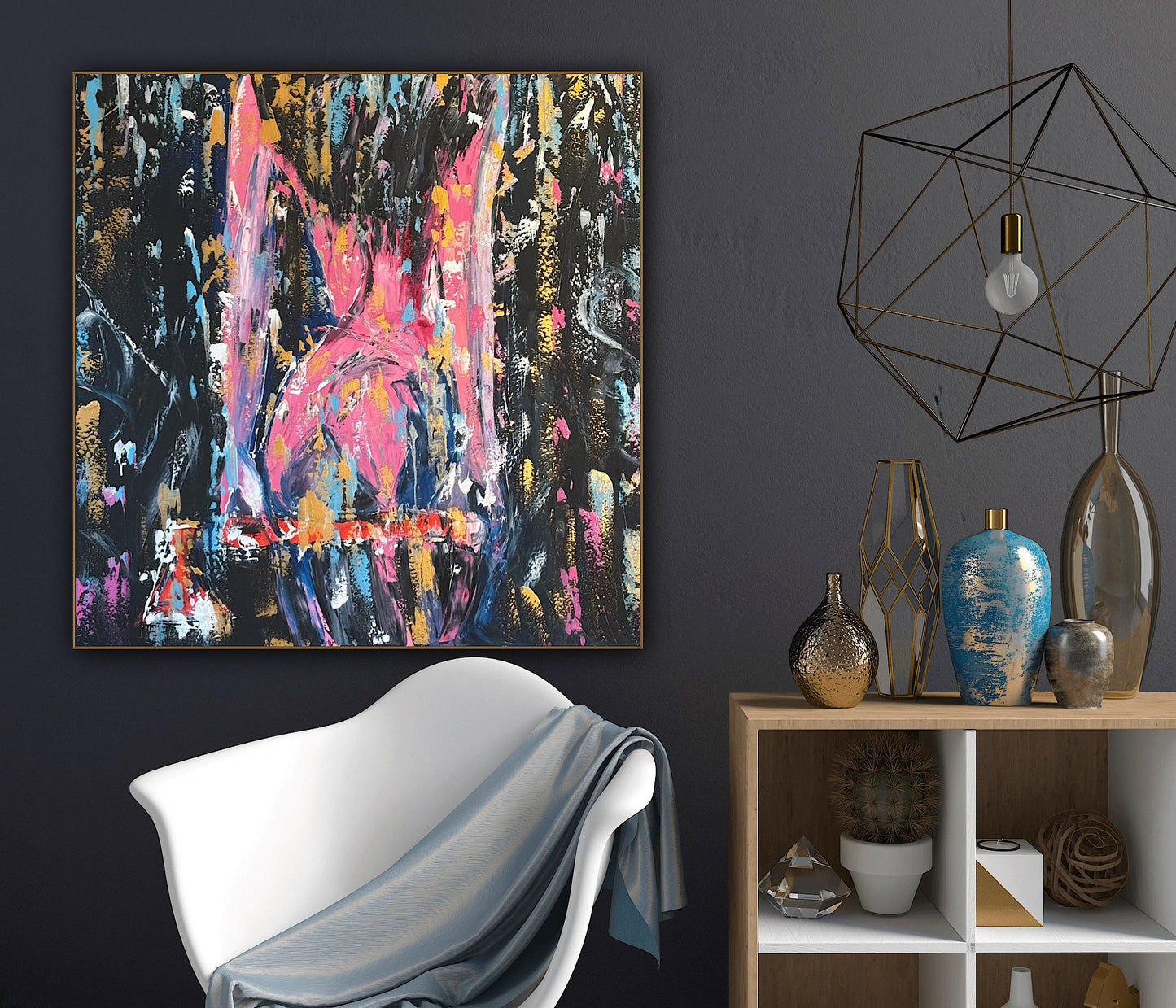 Richter StyLe Abstract Original Oil Painting On Canvas 100x100cm Nude Dancer