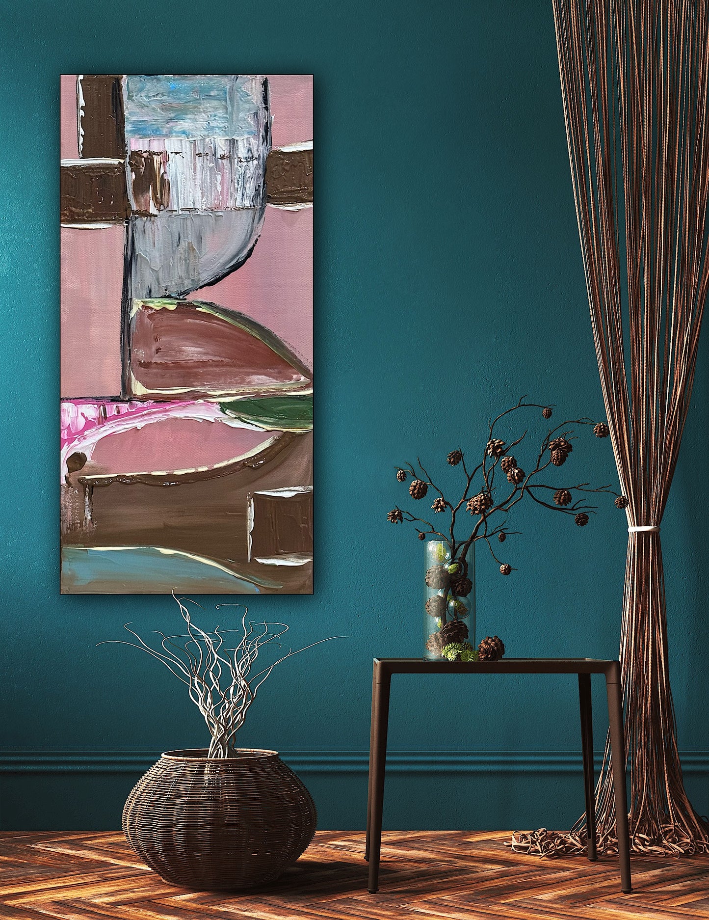 Oka Contemporary Abstract Original Oil Painting 30cm x 60cm textured Harmonic Layer